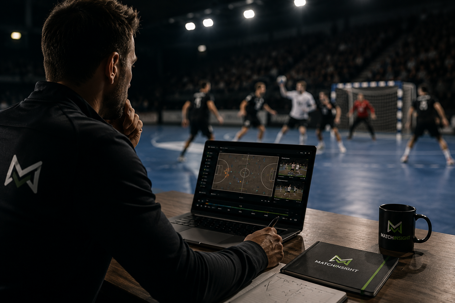 Handballszene für eine Videoanalyse