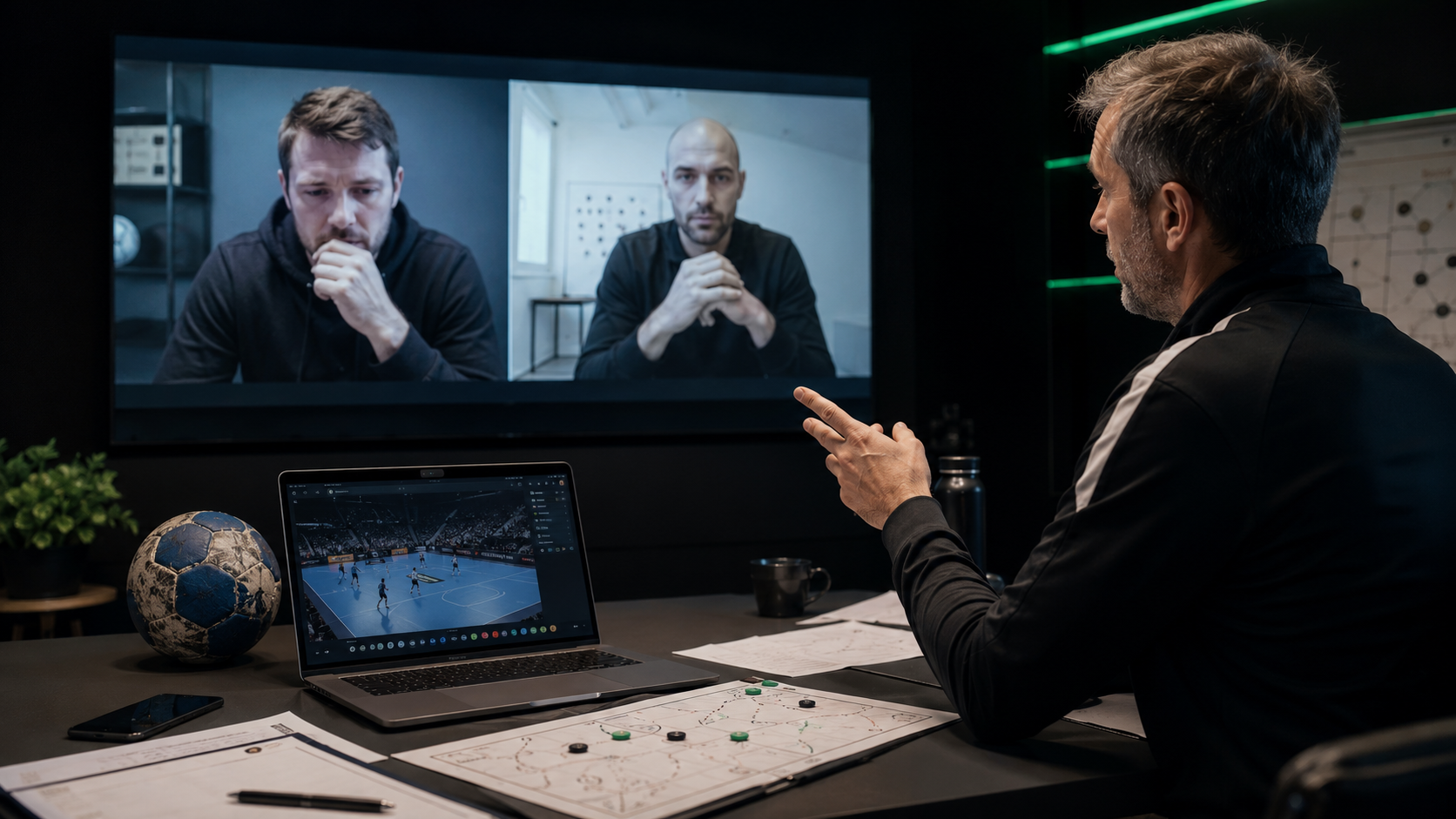 Trainerteam bei einer Videoanalyse